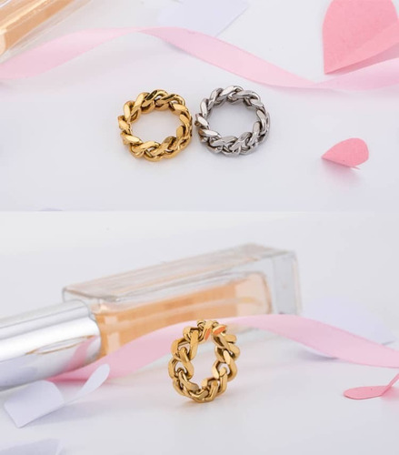 Anillo Cubano Acero Miami Hip Hop Rap Mujer Hombre Oro Plata