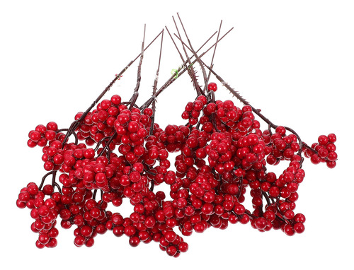Jarrón De Bayas Artificiales Con Ramas Decorativas Rojas, 10