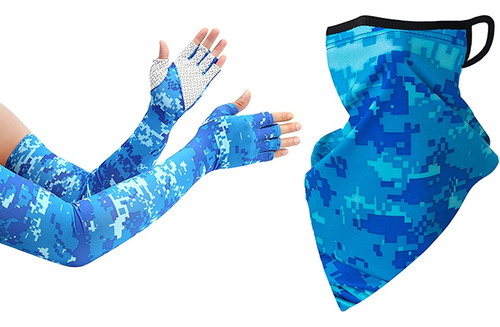 Guantes Cinco Dedos Y Máscara Uv Solar Seda De Hielo Unisex