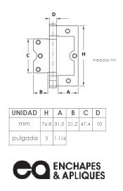 Imagen 2 de 3 de Bisagra Puerta Omega 3pulgad Negra - Pack X 6 Unidades