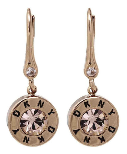 Aretes Oro Rosa Dkny Colgante Cristal Rosa