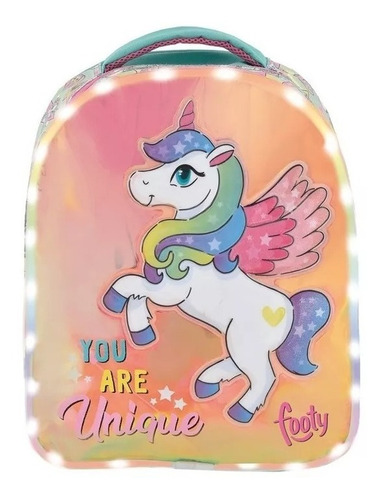 Mochila Unicornio Footy Espalda 14 Pulgadas Luz Fty Calzados