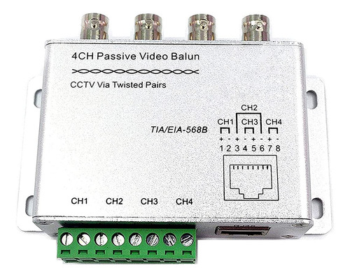 Beelion Utp - Transceptor De Balun De Video Pasivo De 4 Cana