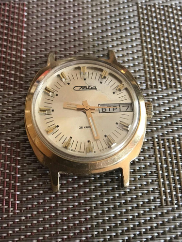 Reloj Slava 2428 Calendario Cubierta Gold Usado Vintage