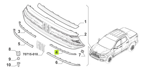 Vira Cromada Sup Izq Careta  Fiat Toro Freedom 2021-