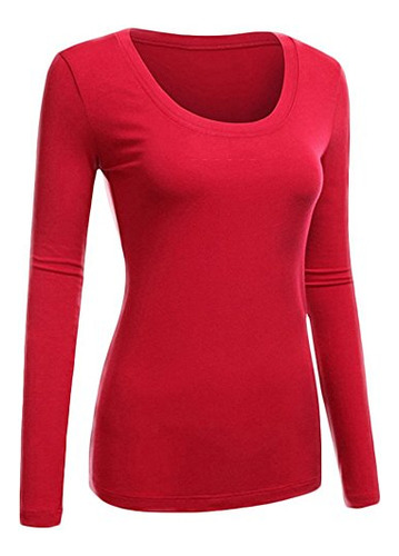 Camiseta Básica Manga Larga Mujer - Talla G - Fucsia