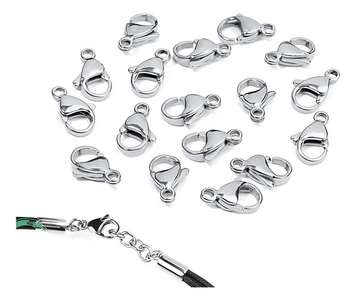 Mosqueton Gancho 12mm Niquel Acero Quirurgico Bijou Pulseras