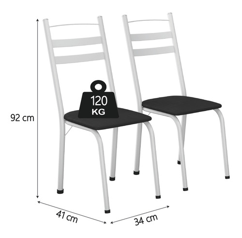 Conjunto Mesa Sala Jantar 4 Cadeiras Branco/preto Artefamol