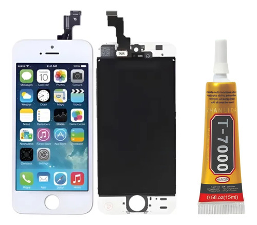 Tela Frontal Display Compatível Com Iphone 5s Branco + Cola Branco