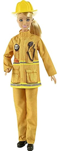 Juego De Bombero Barbie Con Muñeca Rubia (30 Cm), Ropa Y Acc