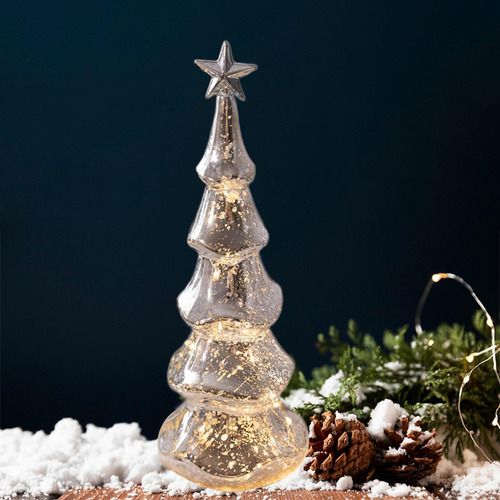 Figura De De Navidad De Cristal, Adorno Navideño L Plata