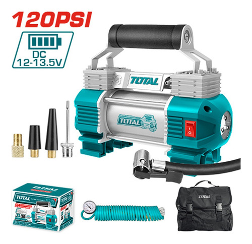 Imagen 3 de 3 de Compresor Para Auto Full 12v 110psi Con Luz + 6pzas Total