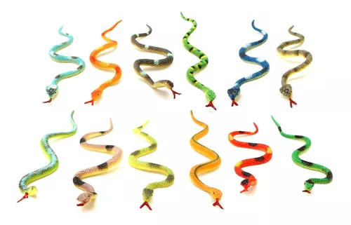 Juguete Animales Mini Vibora Serpiente Goma Set X12 Reptiles