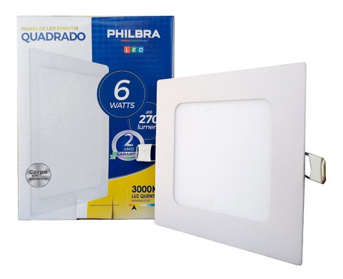 Painel Led 6w Embutir Quadrado Branco Quente Cor Amarelo