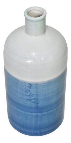 Vaso De Ceramica Azul E Branco