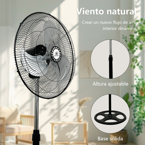 Ventilador Industrial De Pedestal De 18'' Cm-top Con 3 Veloc 50 Cm 60hz Negro Azul Metal 3