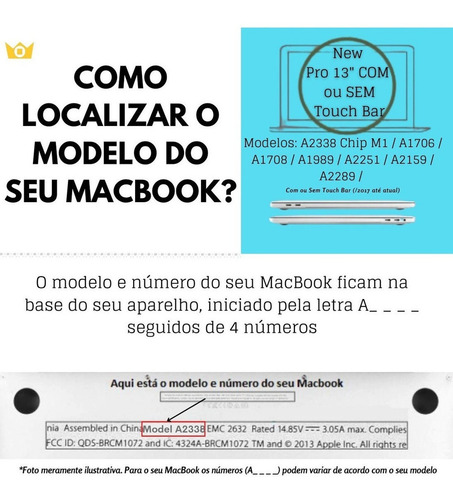 Imagem 2 de 8 de Case Capa New Macbook Pro 13 Touch A1706 A1989 A2159 A2289