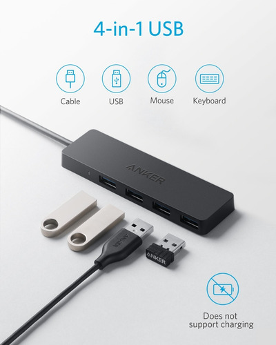 Imagen 4 de 5 de Hub Usb Zapatilla Multiplicador 4 Puertos Usb 3.0 Anker