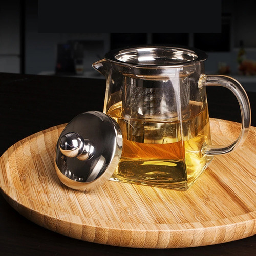 Imagen 6 de 10 de Tetera Vidrio Resistente Al Fuego Con Infusor Para Té 750ml