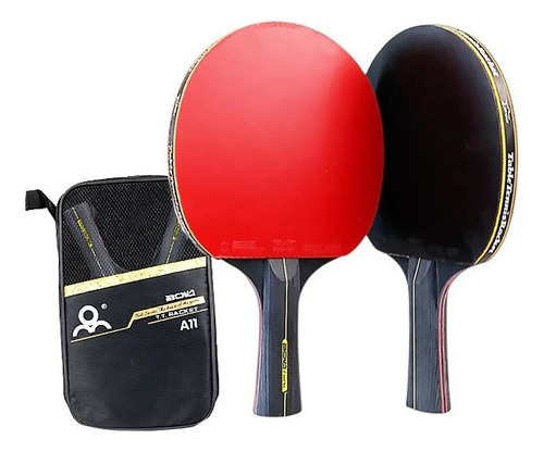 Pack de 2 paletas de ping pong Boli BO-A11-KC negra y roja