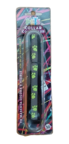 Collar Perro Luz Led Huellas Mediano Nylon Fancy Pets