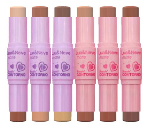 Base de maquiagem em creme Lua e Neve 2 em 1 LN02477 Matte Contorno tom marrom-claro