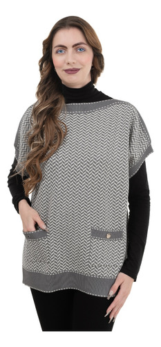 Poncho Capa Tejido Elegante Manga Corta Stretch Boho Chic.