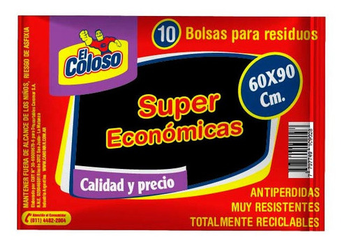 El Coloso Bolsa De Residuos 60x90 X10u. 