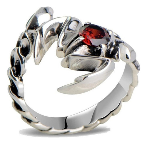 Anillo Turco Plata 925 Y Granate Escorpion Hombre Mujer