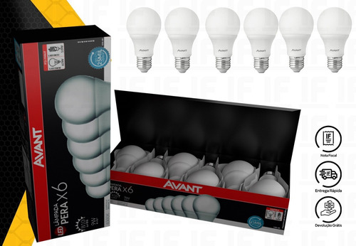 Imagem 5 de 7 de Kit 6 Lâmpada Led 9w Bulbo Soquete E27 Bivolt Casa Comércio