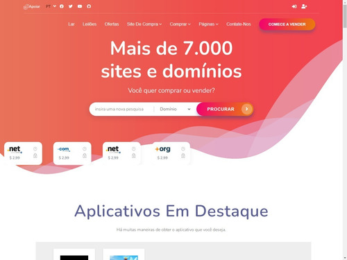 Sistema Para Vendas De Dominios, E Contas Sociais E Leilôes