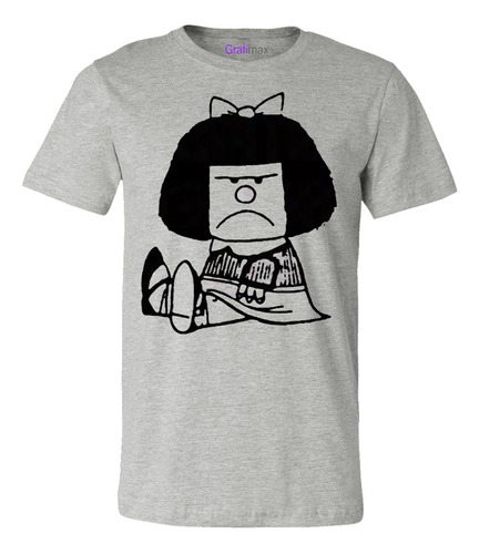 Polera Mafalda Oversize Gris Mujer Mamá Regalo Ungrygrafimax