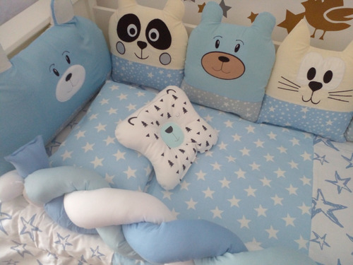 Bebé Feliz: Set Para Cuna Funcional Chichoneras Y Accesorios Animalitos
