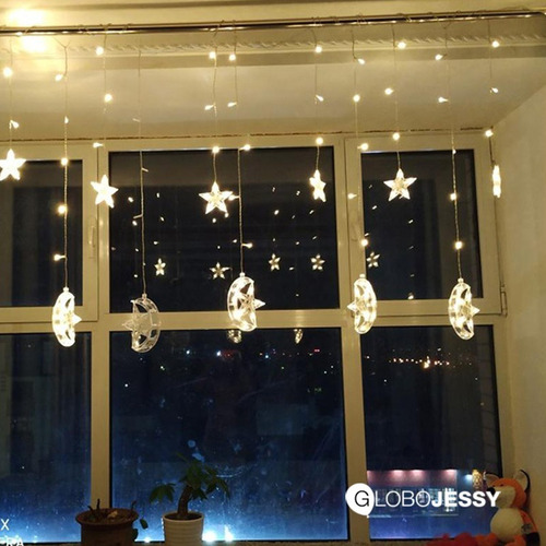 Imagen 3 de 10 de Luces Led Blancas Media Luna Y Estrellas 3metros