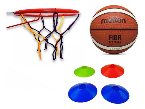 Pelota De Básquet Molten B5g2000 + Aro N°5 + 4 Conos Lm