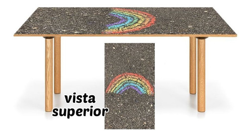 Vinilo Para Mesa Arco Iris Rainbow Paisaje Decoracion M1