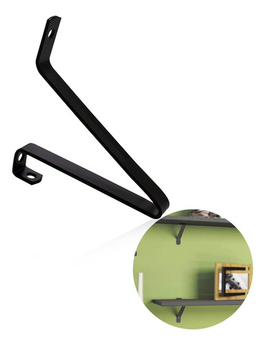 Suporte Vertice Preto 10 Cm Prateleiras Parede Vidro 2 Peças