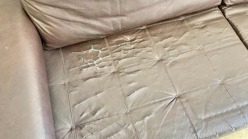 Sofá 4 Lugares Reclinável, Corino Marron Usado Marrom (Usado)