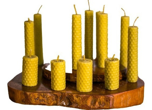 Kit 12 Velas Em Cera De Abelha 100% Natural