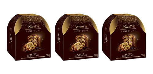 Kit 3x Panettone Duplo Chocolate 400g Lindt