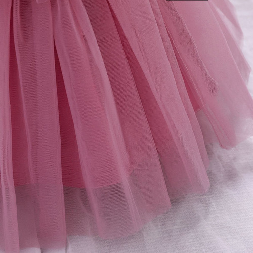 Vestido De Fiesta Esponjoso Para Bebé Con Bordado De Flores