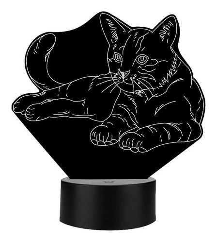 Lámpara Decorativa Led 3d Gato Echado Art12503