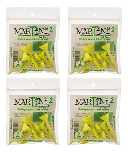 Martini Golf Tees 2  4 Packs Of Yellow - 24 Tees Total - Vir