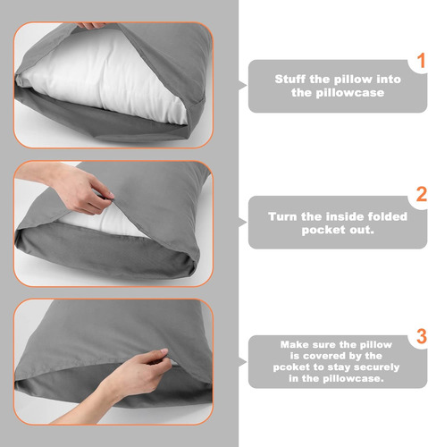 Juego De 2 Fundas De Almohada De Microfibra, Suave Y Ac...