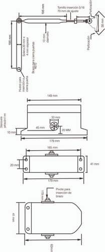 Imagen 2 de 3 de Cierrapuertas Para Puertas De Madera Color Aluminio