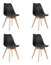 Comprar Silla Diseño Tulip Eames Comedor Living Diseño X4 Estructura de la silla Marrón claro Asiento Negro Diseño de la tela Eco cuero