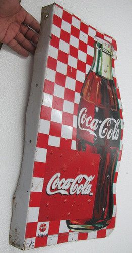  Antiguo Anuncio En Lamina De  Coca Cola Doble Cara 54 Cm.