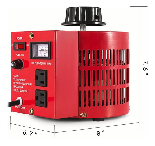 Convertidor de voltajeVevor BYQTDGC-2KV CA110V de entrada y CA0-130V de salida