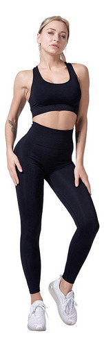 Leggings Push Up Sin Costuras For Mujer + Top De Gimnasia