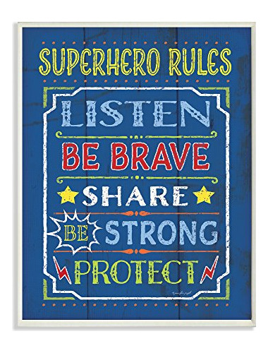 The Kids Room By Stupell Superhero Rules Listen On Placa De 